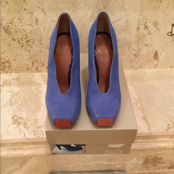 Philosophy di Alberta Ferretti Blue Suede Pumps 38 - Picture 3 of 4